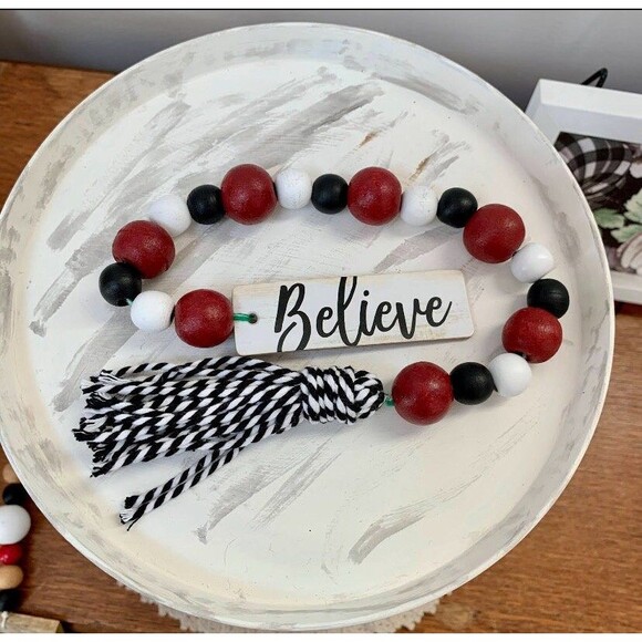 Christmas Tiered Tray Decor, Beaded Garland, Christmas Bead Garland, Farmhouse - Picture 6 of 6